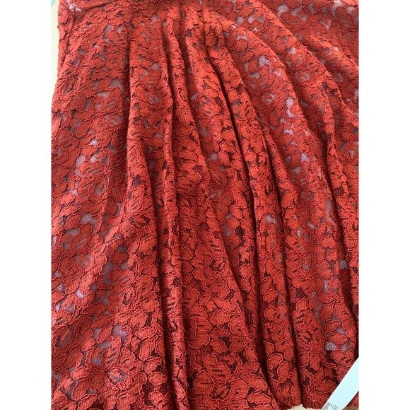 moulinette soeurs size 4 small anthropologie casual f zipper skirt red lace rust - Picture 6 of 12